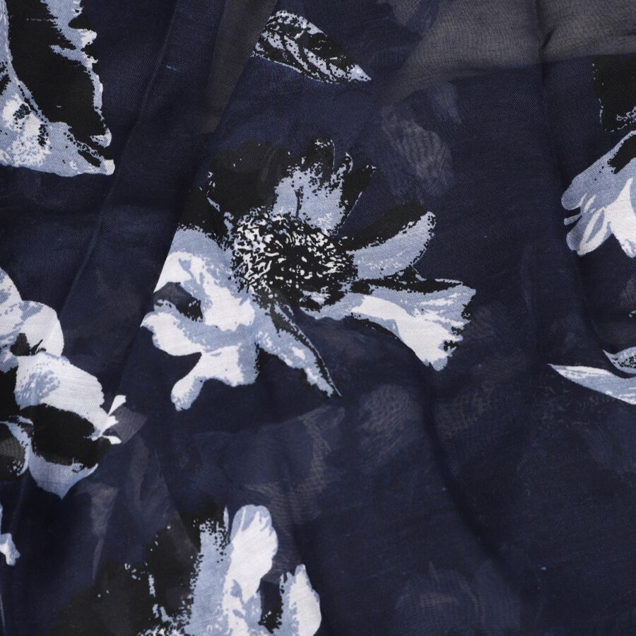 Women's Blue Viscose Scarf, , large
