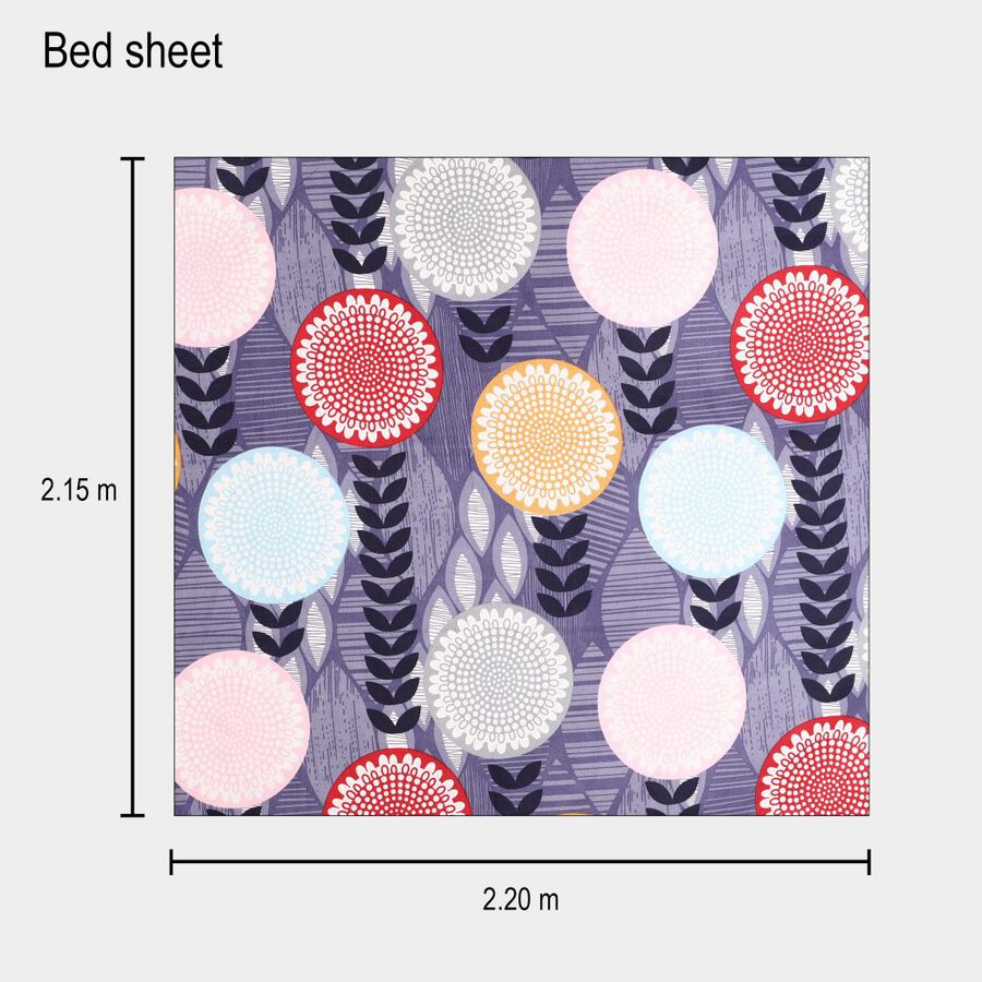 Blue Microfiber Double Bedsheet with Pillow Cover, , large