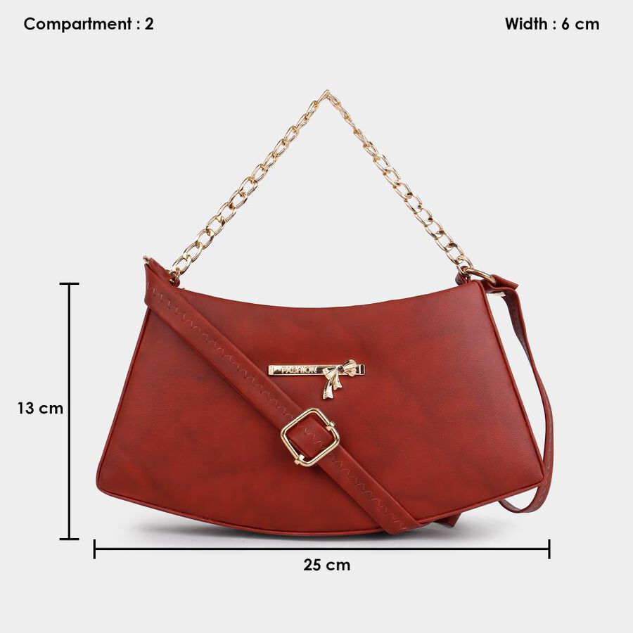 Women's Maroon Polyurethane Sling Bag, , large image number null