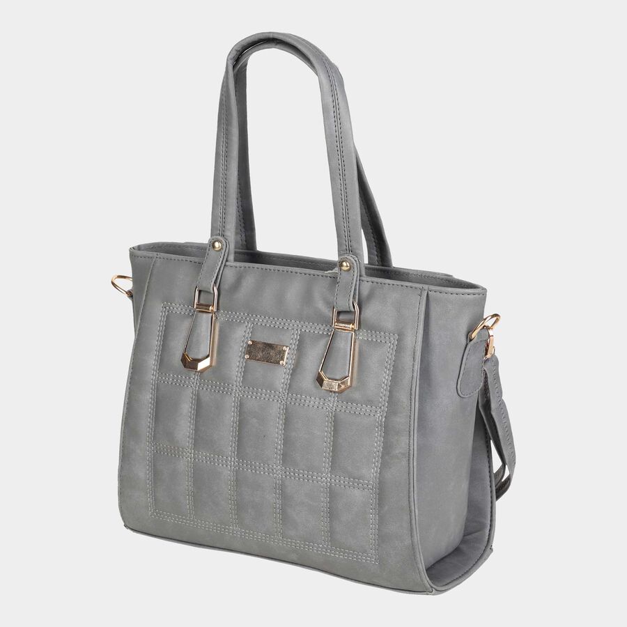 Women's Polyurethane Satchel, Quilted, Medium Size, , large image number null