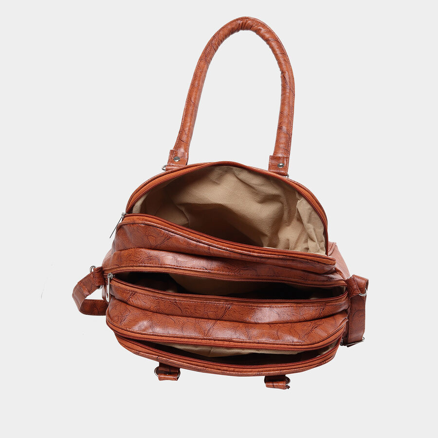 Women Solid Brown Handbag, , large image number null