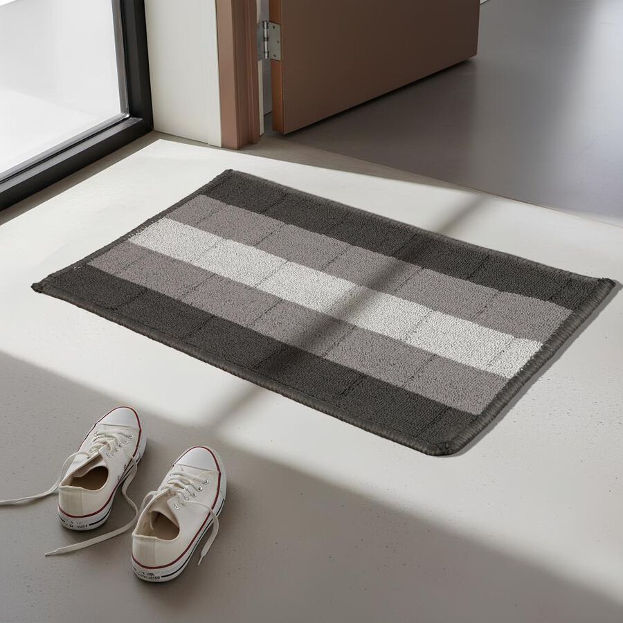 Anti-Skid Grey Polyester Door Mat, , large