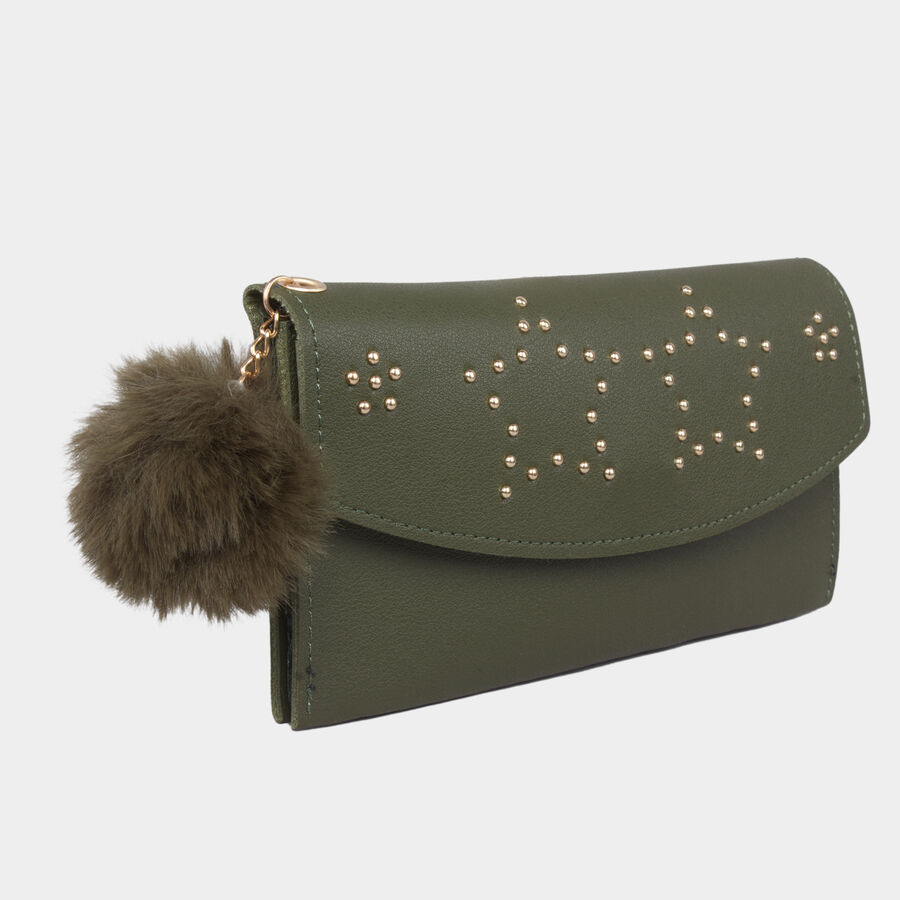 Women's Olive Polyurethane Hand Pouch, , large image number null