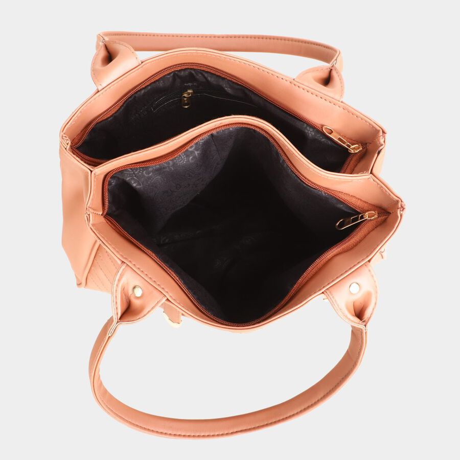 Women's Dark Tan Polyurethane Hand Bag, , large image number null