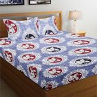 Blue Microfiber Double Bedsheet with Pillow Cover, , small