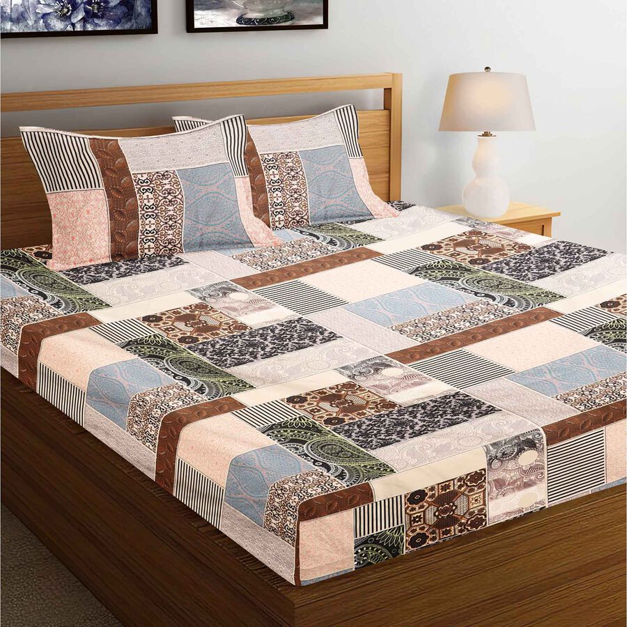 120 GSM Grey Microfiber Double Bedsheet With Pillow Cover, , large image number null