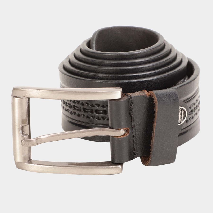 Men's BlackLeather Casual Belt, , large