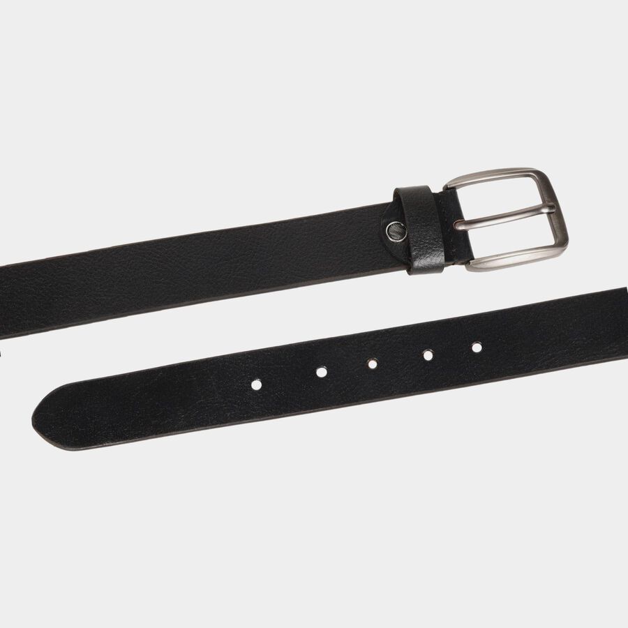 Black Tie Men's Black Leather Formal Belt, Upto 38 in Waist Vishal