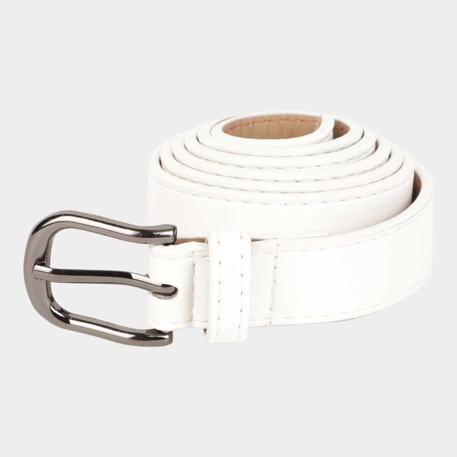 Women's White Polyurethane Belt, , large image number null