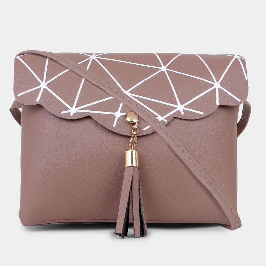 Women's Tan Polyurethane Sling Bag, , large image number null