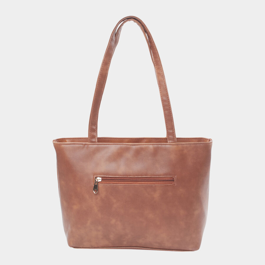 Women's Tan Polyurethane Tote Bag, , large image number null