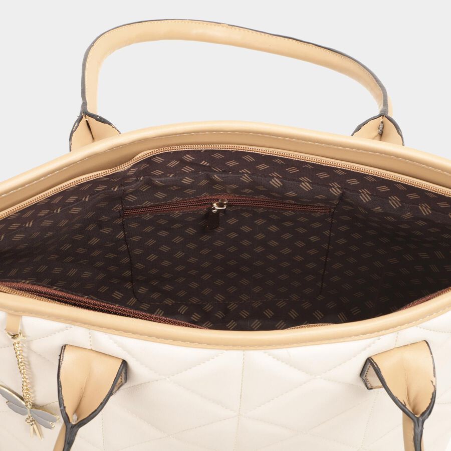 Women's Beige Polyurethane Tote Bag, , large image number null