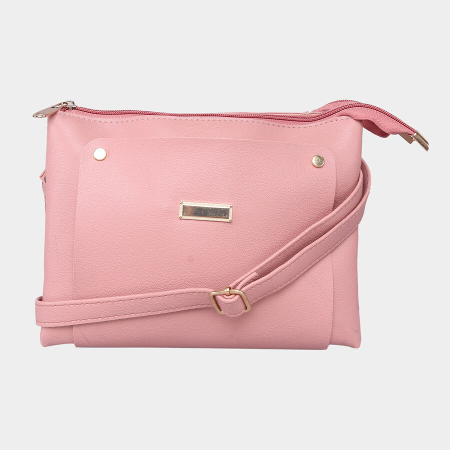 Women Plain Pink Sling Bag, , large image number null