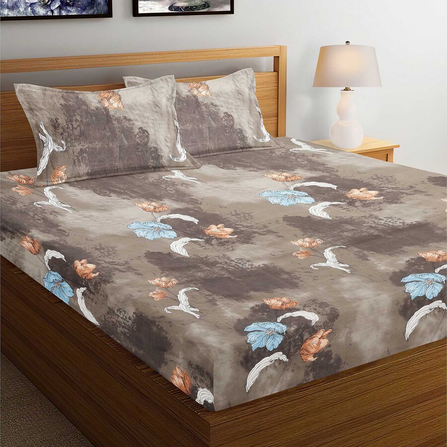 110 GSM Microfiber Double Bedsheet With 2 Pillow Covers, , large image number null