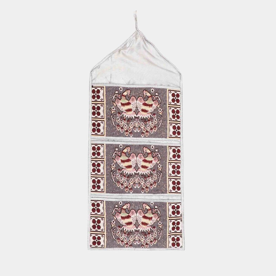 Grey Cotton Blend Wall Hanging Organiser, , large image number null