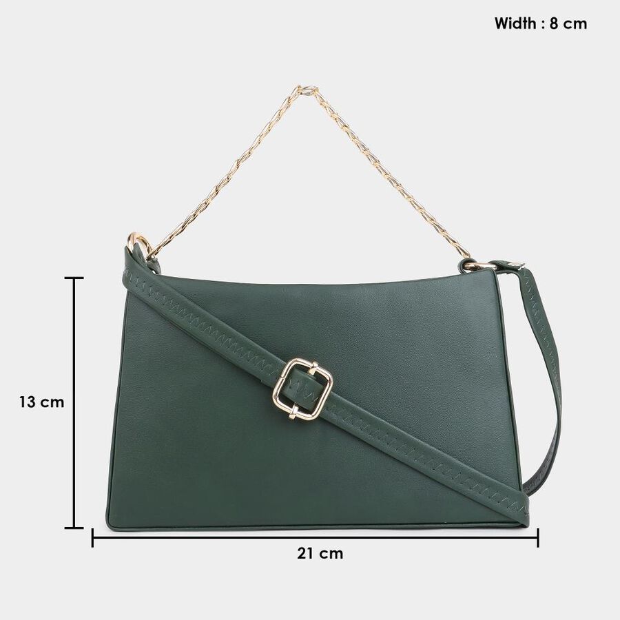 Women's Green Polyurethane Sling Bag, , large image number null