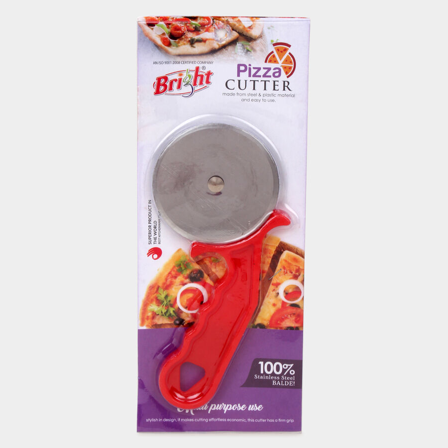 Stainless Steel Wheel Pizza Cutter - Colour/Design May Vary, , large image number null