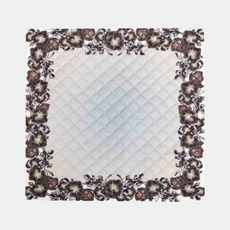 White Floral Printed Cushion Cover, , large