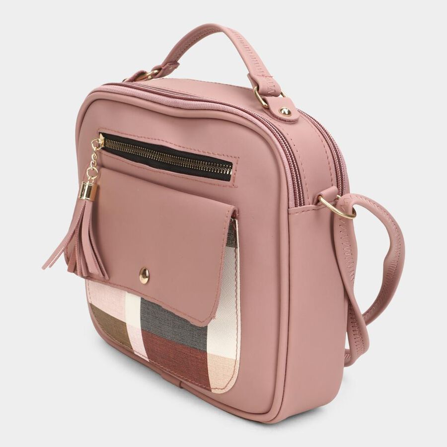 Women's Pink Polyurethane Sling Bag, , large image number null