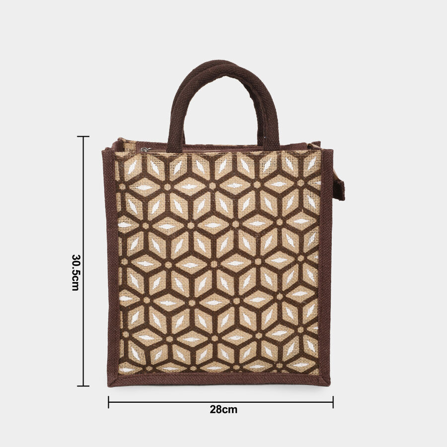 Brown Printed Jute Bag, , large image number null