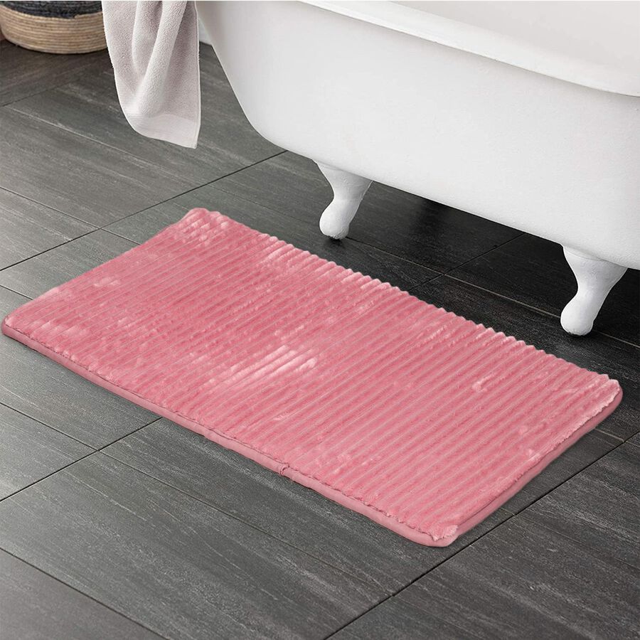 Anti-Skid Pink Polyester Bath Mat, , large image number null