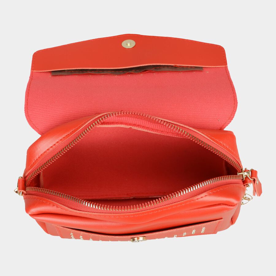Women's Polyurethane Envelope/Zipper Sling Bag, , large image number null
