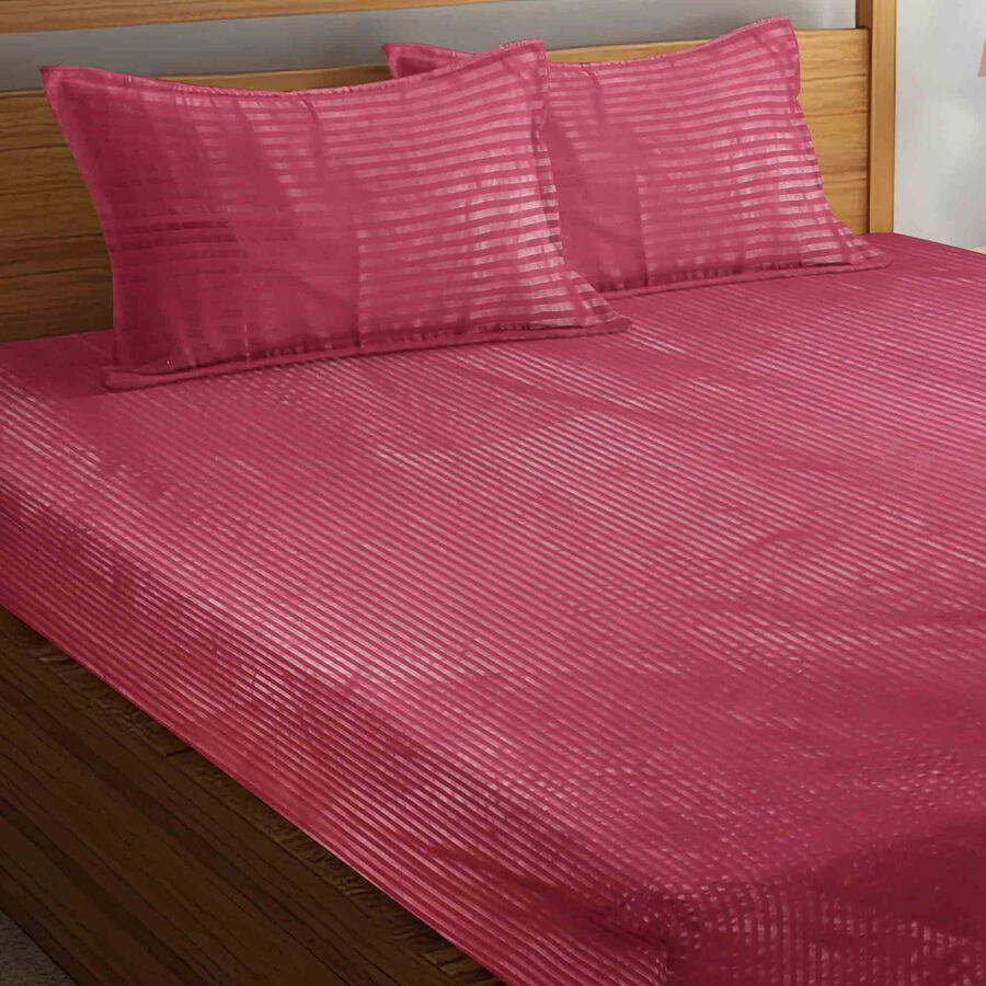 Maroon Microfiber Double Bedsheet with Pillow Cover, , large