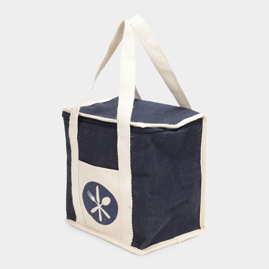 Dark Blue Jute Lunch Bag, , large image number null