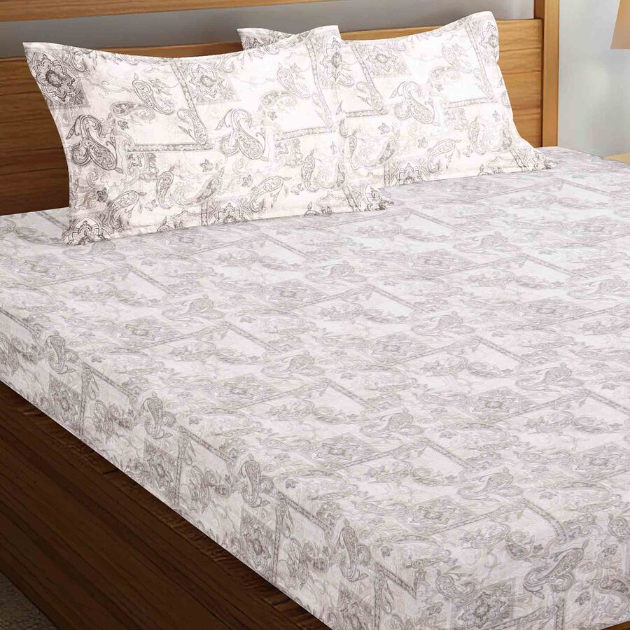 Dark Grey Cotton Double Bedsheet With Pillow Cover, , large image number null