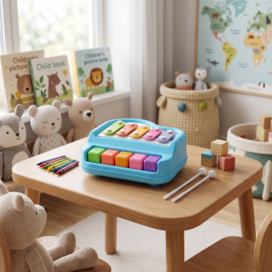 Kid's 2-in-1 Piano Xylophone Musical Toy, , large