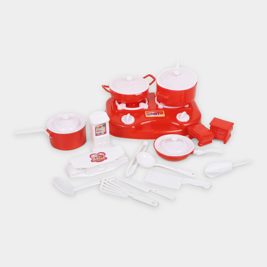 Kid's Red Plastic Kitchen Set, , large