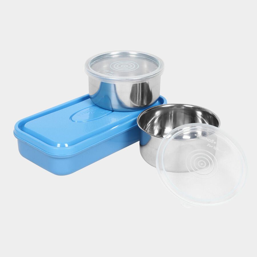 Plastic &Steel Lunch Box 3 Containers With Bag, , large image number null