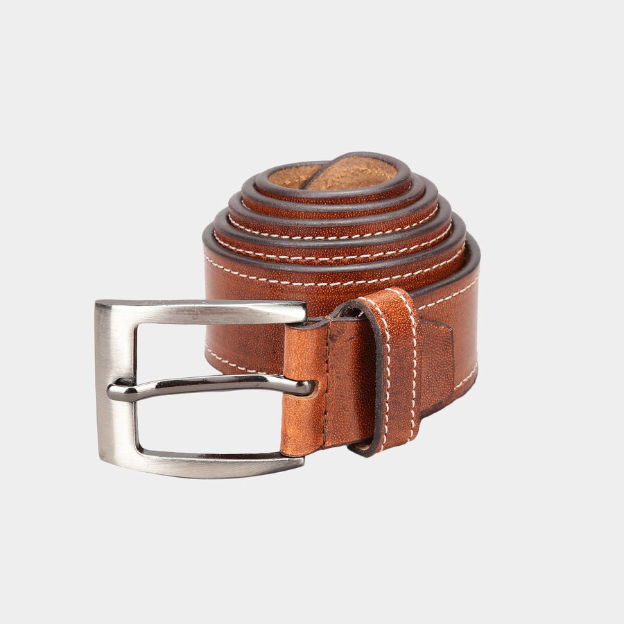 Men's Leather Casual Belt, Size 36, Textured, , large image number null