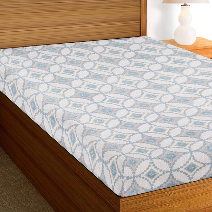 Pastel Geometric Printed Single Bedsheet, , large
