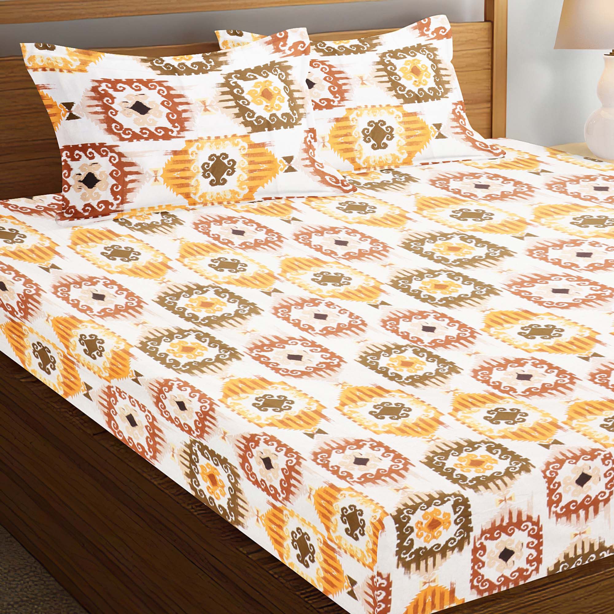 Cotton double bedsheet with 2 pillow covers clearance