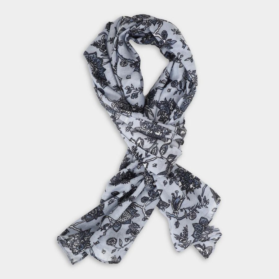 Women's White Viscose Scarf, , large image number null