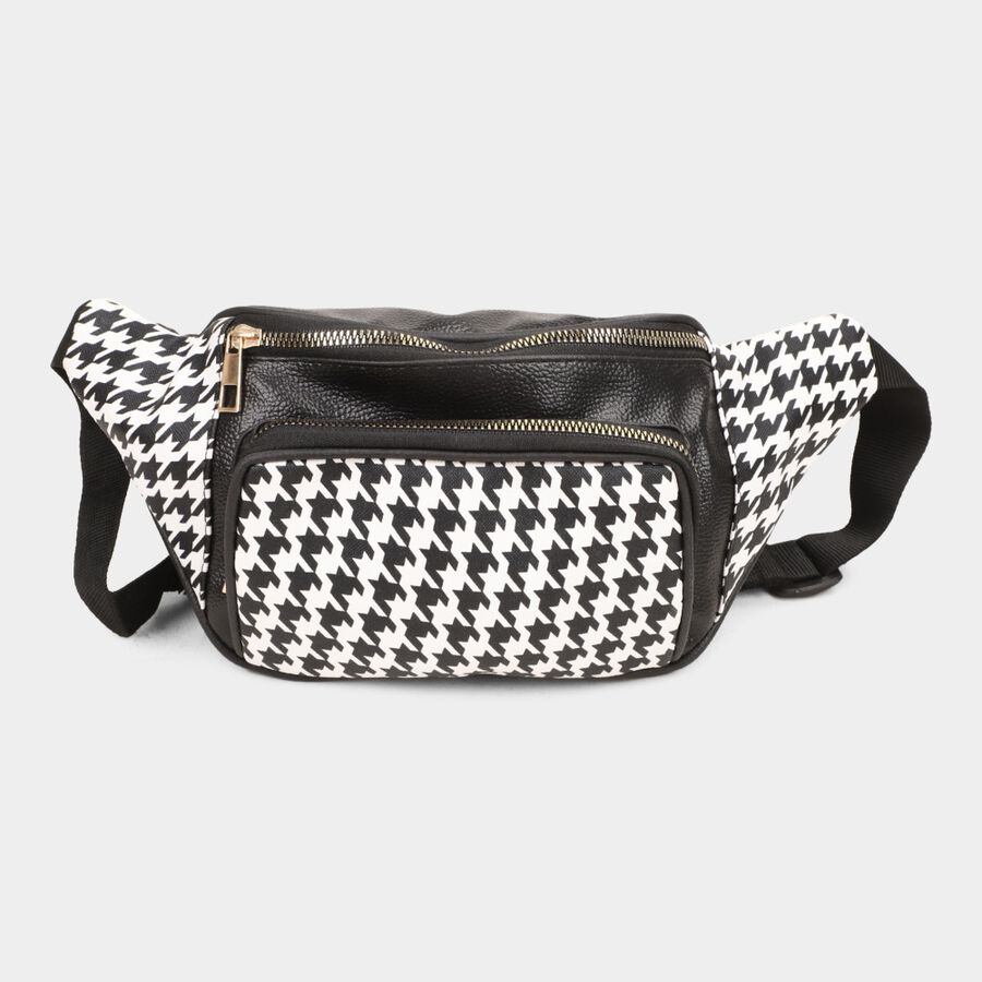 Women's Black Polyurethane Waist Pouch, , large image number null