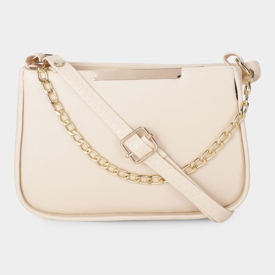 Woman's Beige Polyurethane Bag, , large