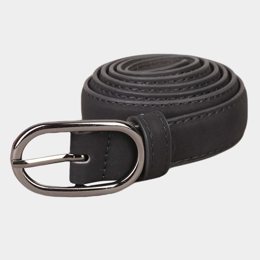 Women's Black Polyurethane Belt, , large image number null