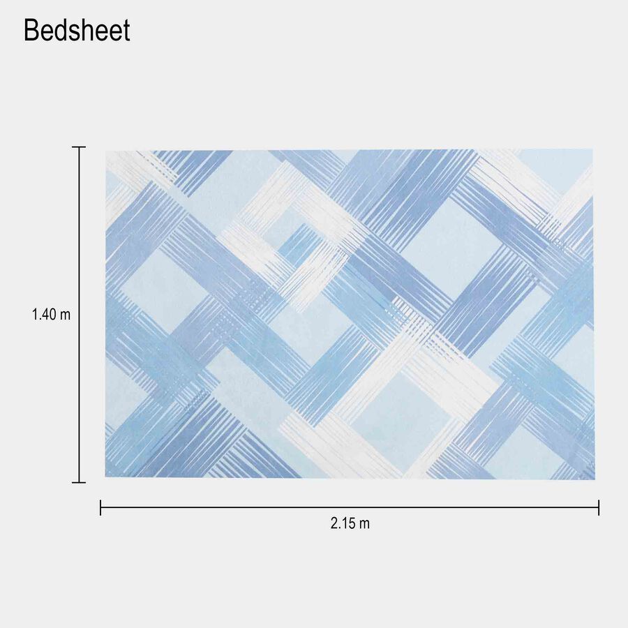Blue Geometric Printed Single Bedsheet, , large