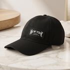 Men's Black Fabric Cap, , small