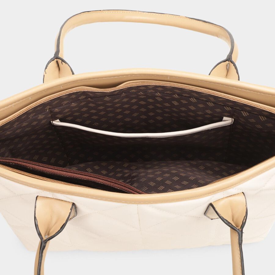 Women's Beige Polyurethane Tote Bag, , large image number null