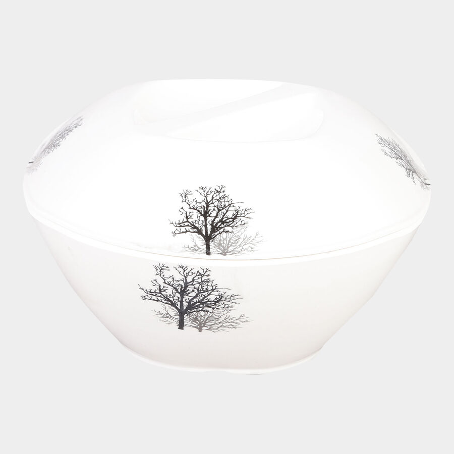 White Printed Melamine Bowl with Lid, , large image number null