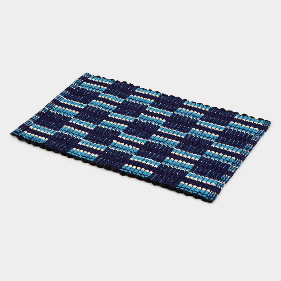 Blue Polyester Cotton Door Mat, , large