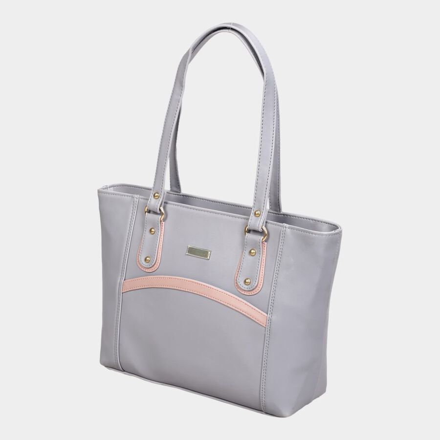 Women's Grey Polyurethane Tote Bag, , large image number null