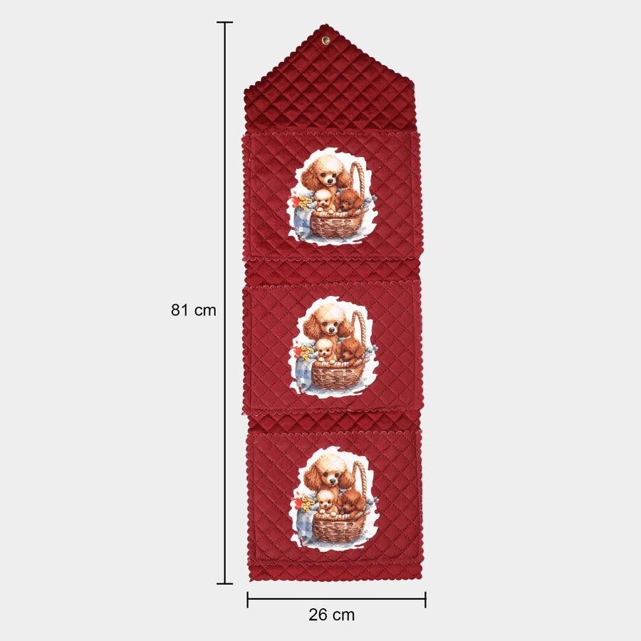 Maroon Polyester Wall Hanging Organiser, , large image number null