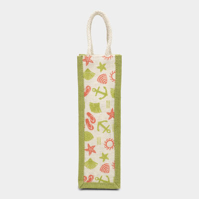 Light Green Printed Jute Bottle Bag