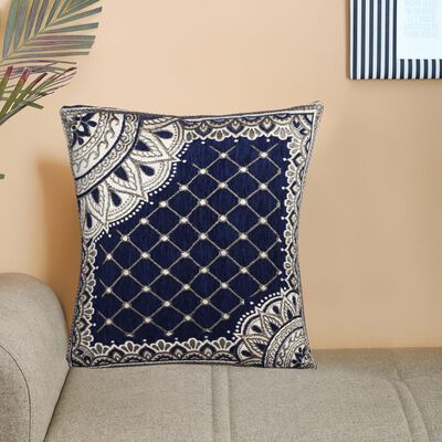 Blue Polyester Cushion Cover