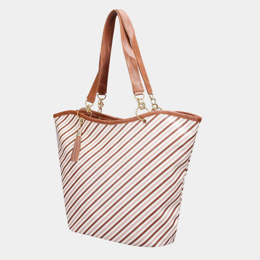 Women's Tan Polyurethane Tote Bag, , large image number null