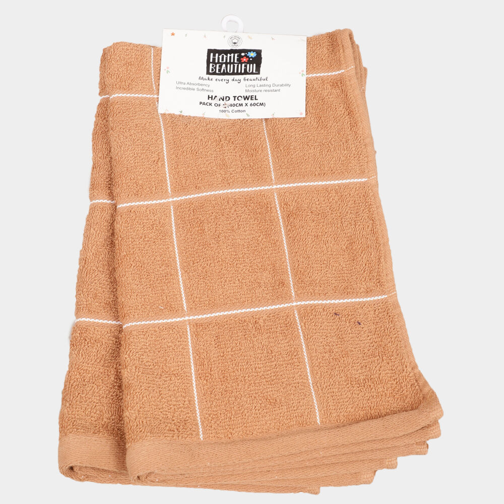 Home Beautiful                         330 GSM Beige Cotton Hand Towel
